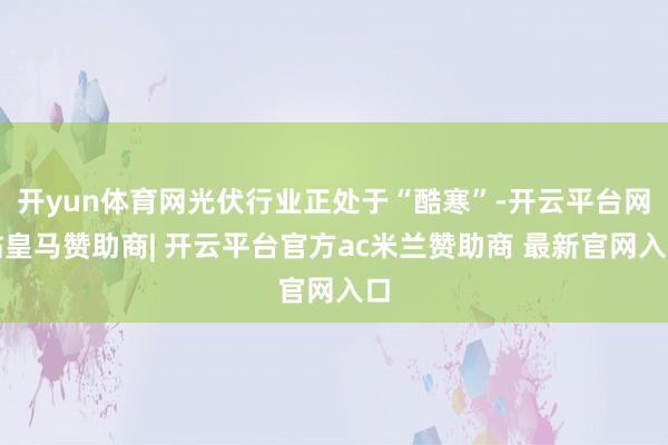 开yun体育网光伏行业正处于“酷寒”-开云平台网站皇马赞助商| 开云平台官方ac米兰赞助商 最新官网入口