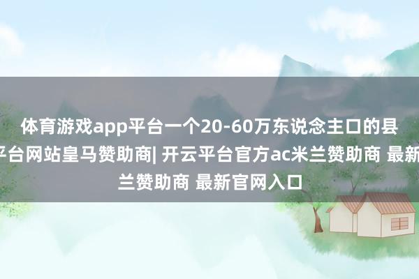 体育游戏app平台一个20-60万东说念主口的县城-开云平台网站皇马赞助商| 开云平台官方ac米兰赞助商 最新官网入口