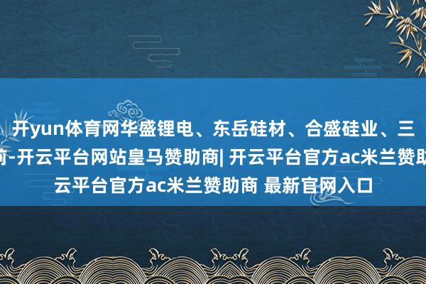 开yun体育网华盛锂电、东岳硅材、合盛硅业、三孚股份等涨幅居前-开云平台网站皇马赞助商| 开云平台官方ac米兰赞助商 最新官网入口